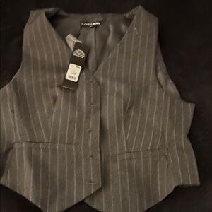 Fashion Nova Gray Pinstripe Crop Top